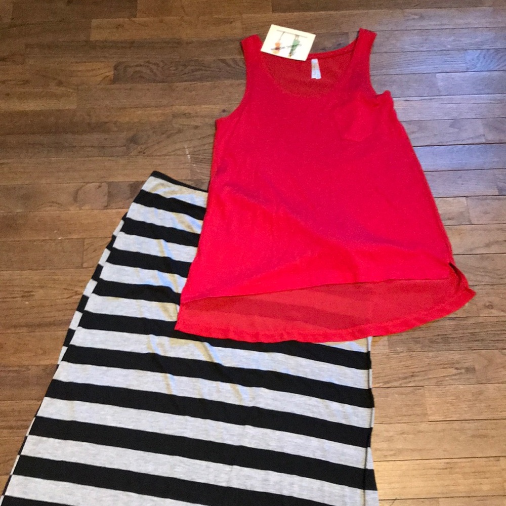 Red High Low Tank Top With Sheer Back